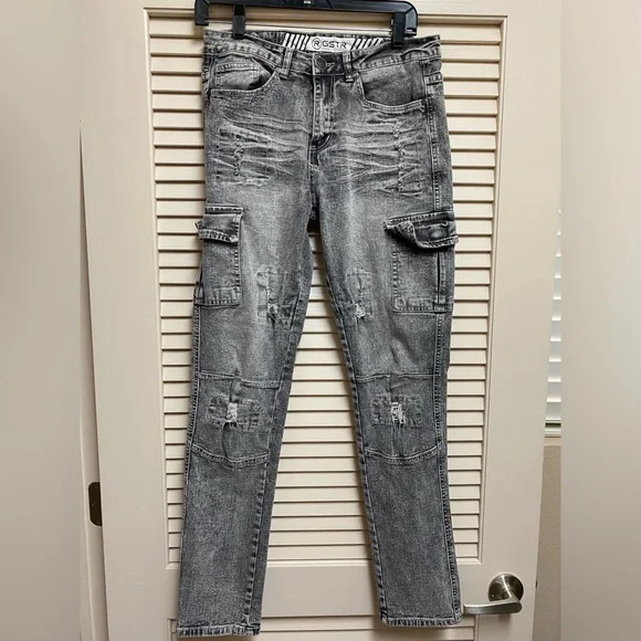 Ripped Jeans Men Chicos Red Jeans Hip Hop Patchwork Jeans Men 2021